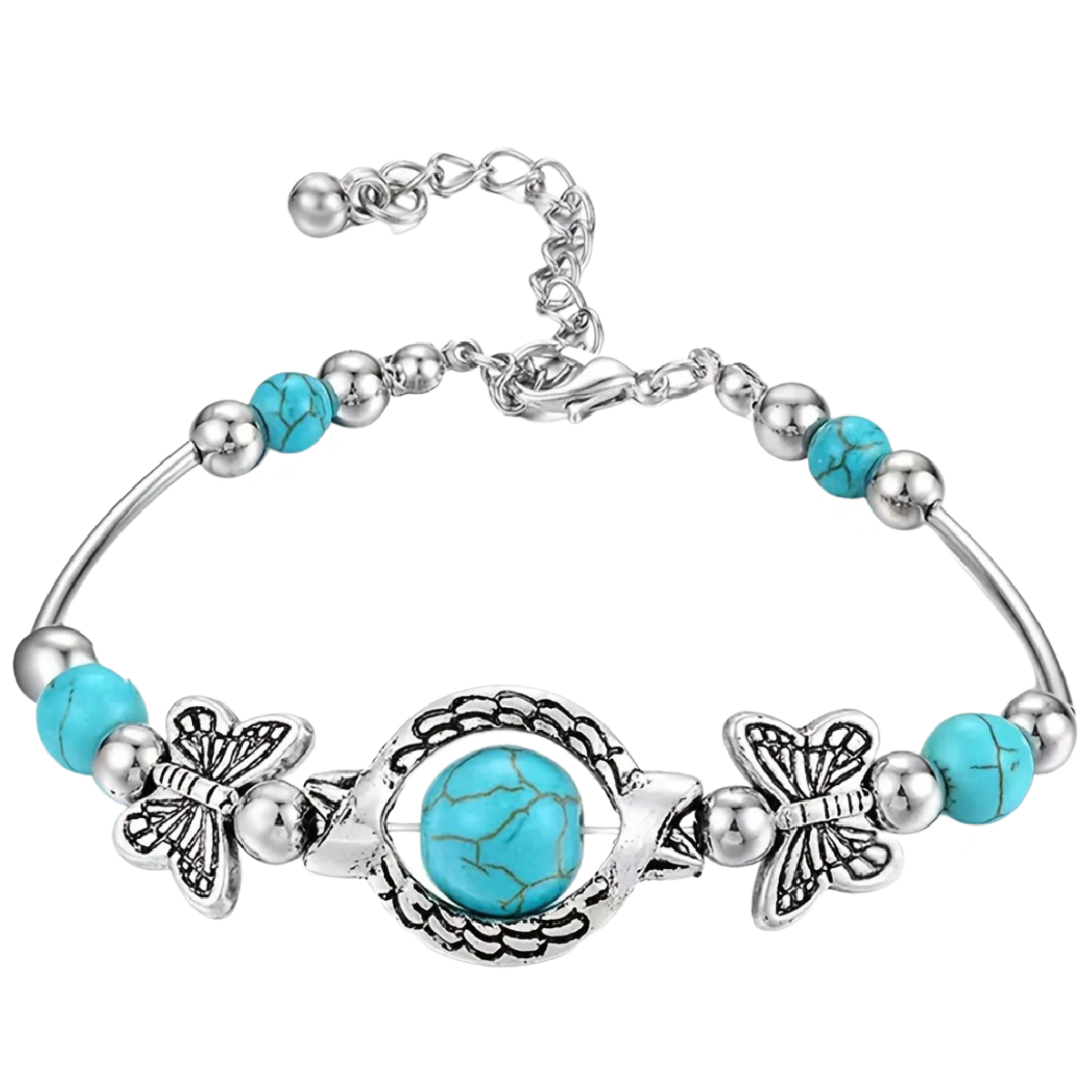 Boho Butterfly Turquoise Beaded Bracelet Bangle Beach Summer Bohemian Jewelry