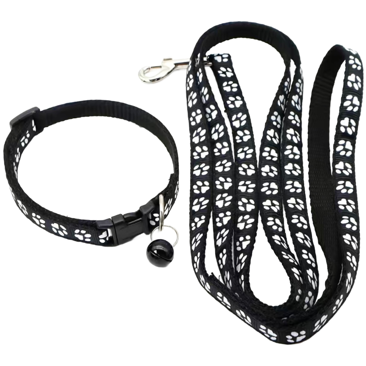 Pet Leash & Collar Combo Cat or Puppy Dog Paw Small 7.5"-12.5" Neck NEW 2pc Lot
