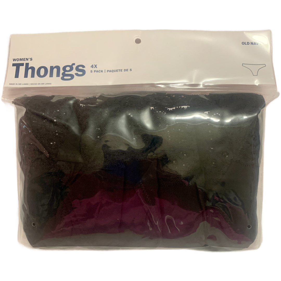Old Navy Supima Cotton Blend Thong Sz 4X (28-30) Lace-Trim Underwear 5 Pack New