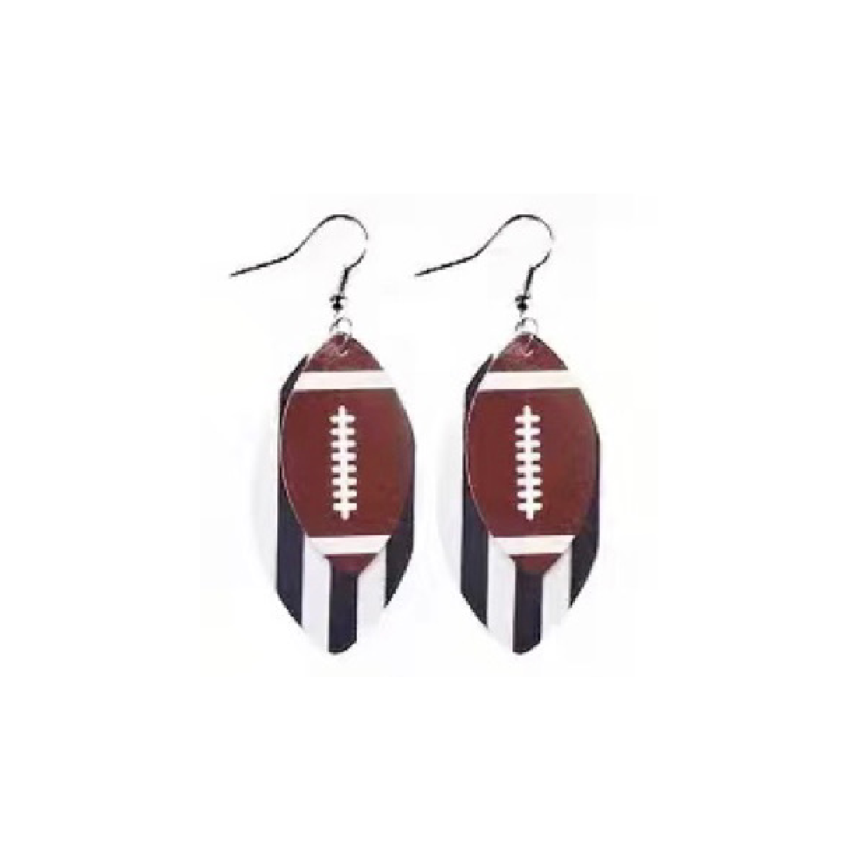 Football Rugby Faux Leather Dangle Earrings Sporty Team Support NEW