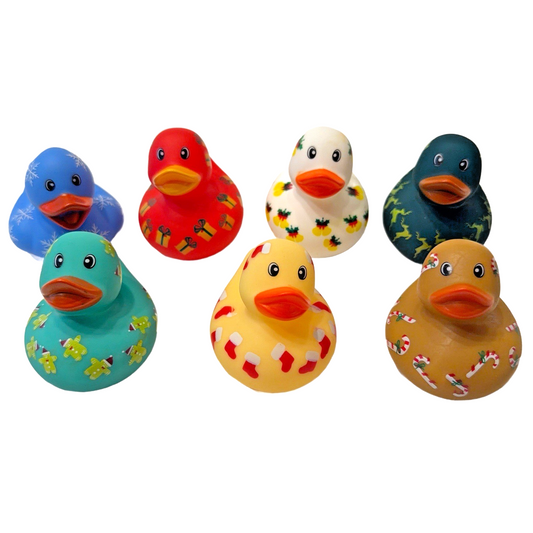 7 Christmas Rubber Duck Dash Ornament 2" Duckie Jeep Winter Holiday New Toy Lot