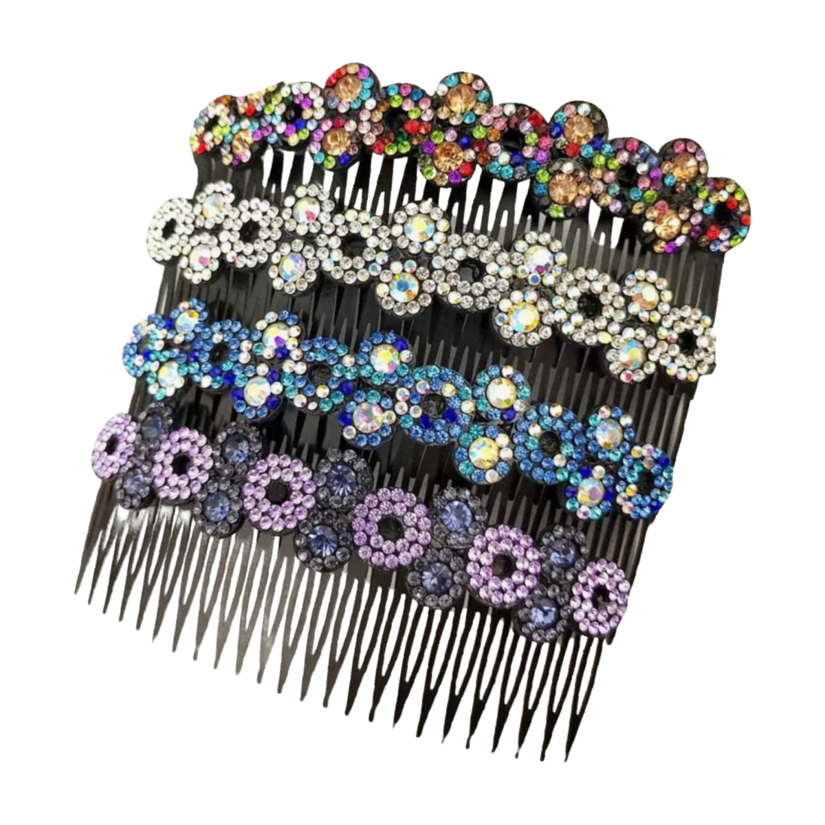 Large 5" Hair Comb Rhinestone Flowers Barrette Elegant Sparkling Accessory NEW