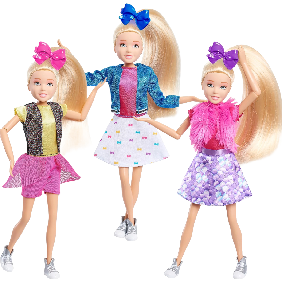 JoJo Siwa Multipack 3 Outfits Fits 10" Fashion Dolls Clothes Shoes Hair Bows New