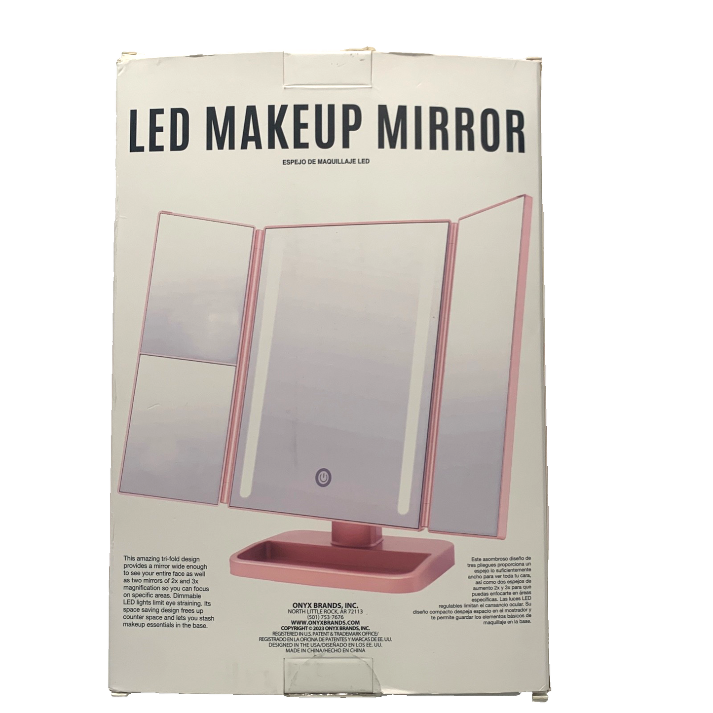 Onyx LED Makeup Mirror Rotating 1x 2x 3x Manification Rose Gold USB Battery New
