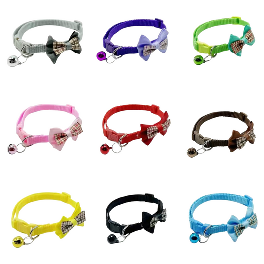 Plaid Bow Adjustable Kitty Cat Or Puppy Breakaway Collar w/ Bell NEW