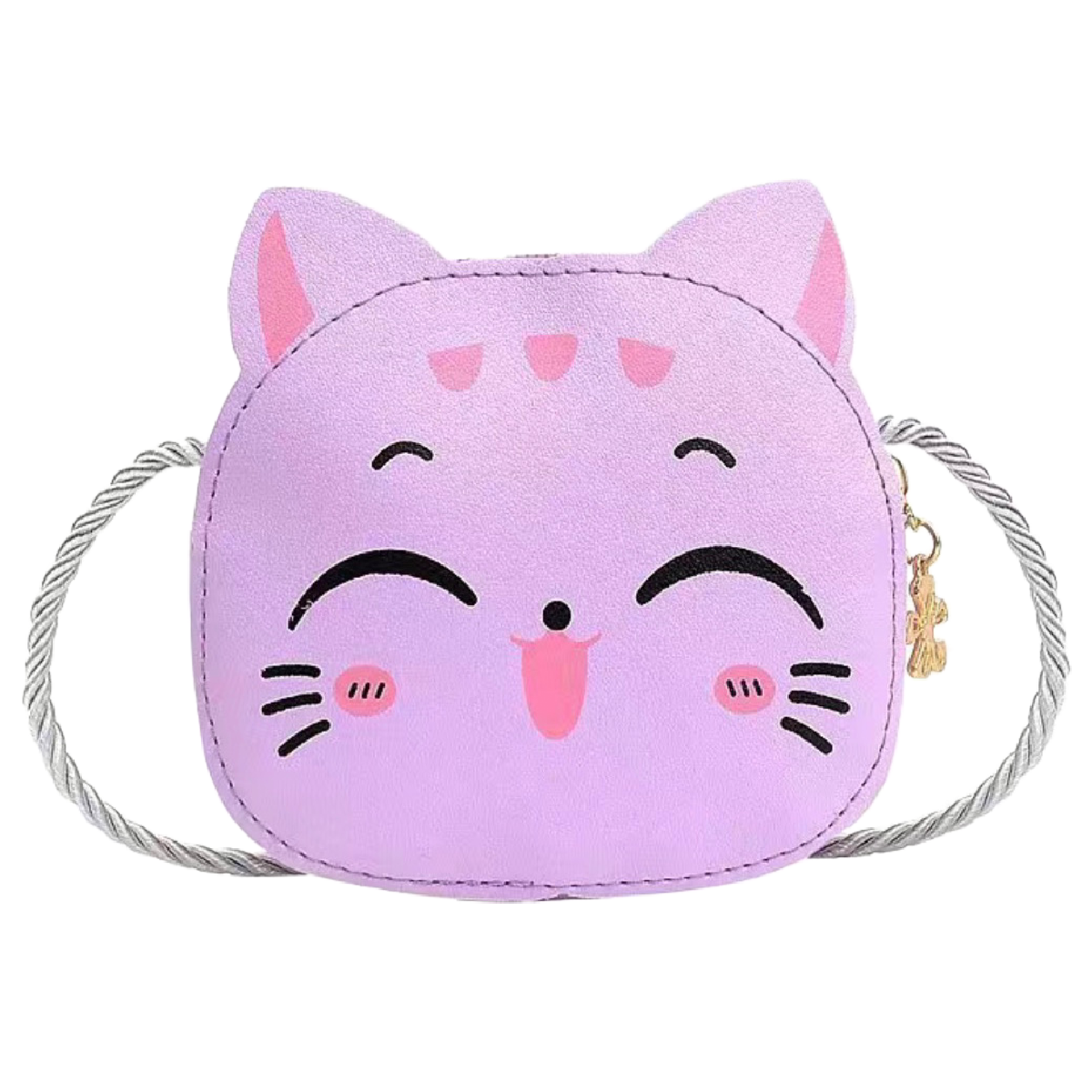 Cute Little Cartoon Cat Crossbody Bag Mini Zipper Coin Purse Lightweight NEW