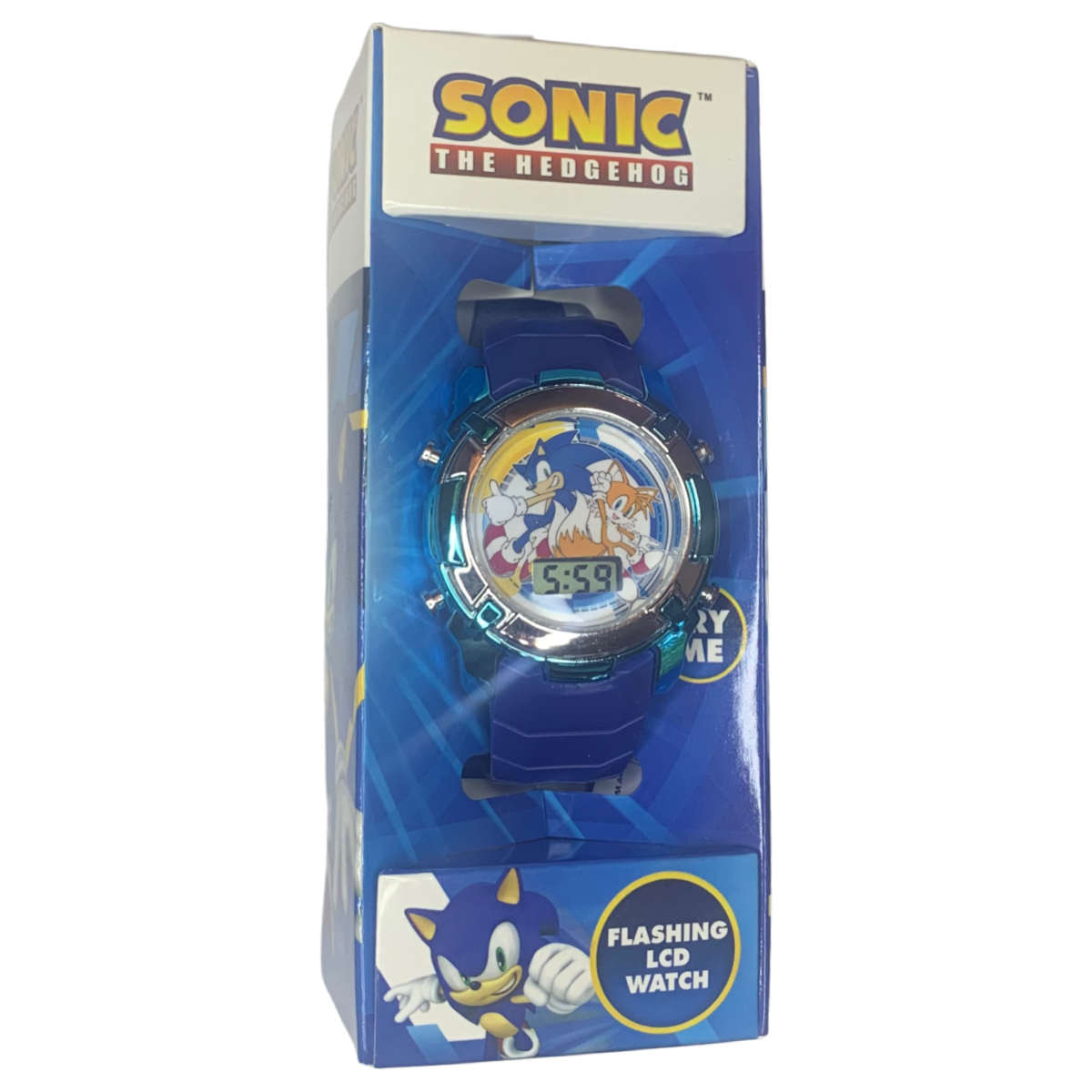 Sega SONIC THE HEDGEHOG Flashing LCD Watch Round Face Unisex Kids Boxed New