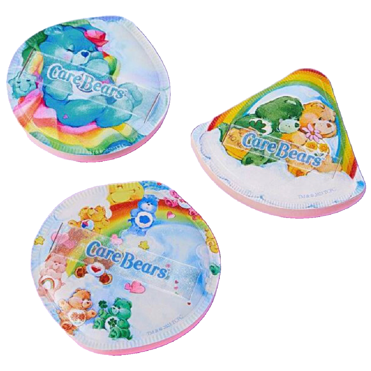 Care Bears Makeup Powder Puff Blender 3pc Set Soft Cartoon Sealed Lot