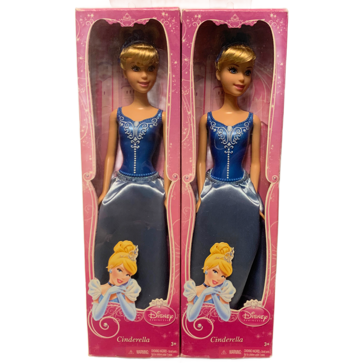 Disney Cinderella Barbie Dolls Plastic Fabric Blue Dress By Mattel Lot of 2 NEW