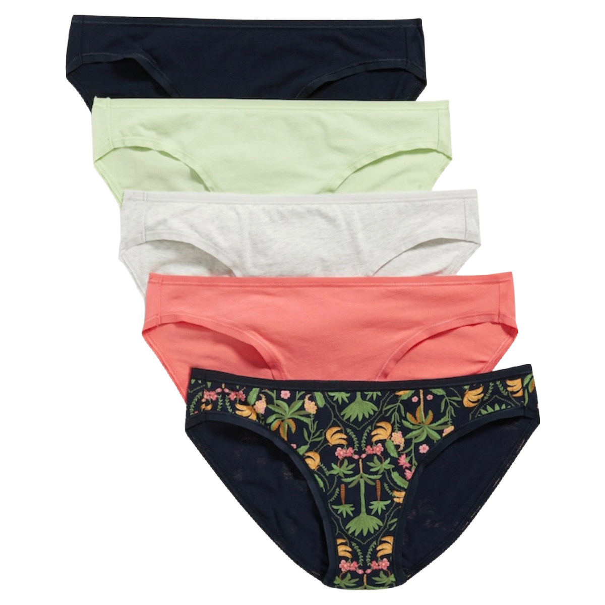 5-Pack Mid-Rise Bikini Panties Cotton Spandex Underwear Lot of 5 NWT