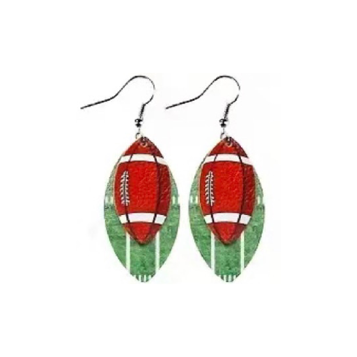 Football Rugby Faux Leather Dangle Earrings Sporty Team Support NEW