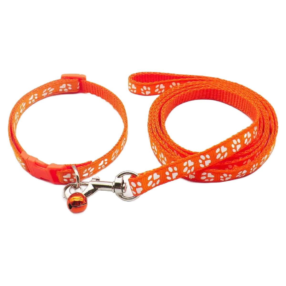 Pet Leash & Collar Combo Cat or Puppy Dog Paw Small 7.5"-12.5" Neck NEW 2pc Lot
