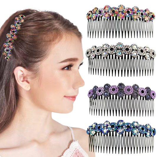 Large 5" Hair Comb Rhinestone Flowers Barrette Elegant Sparkling Accessory NEW
