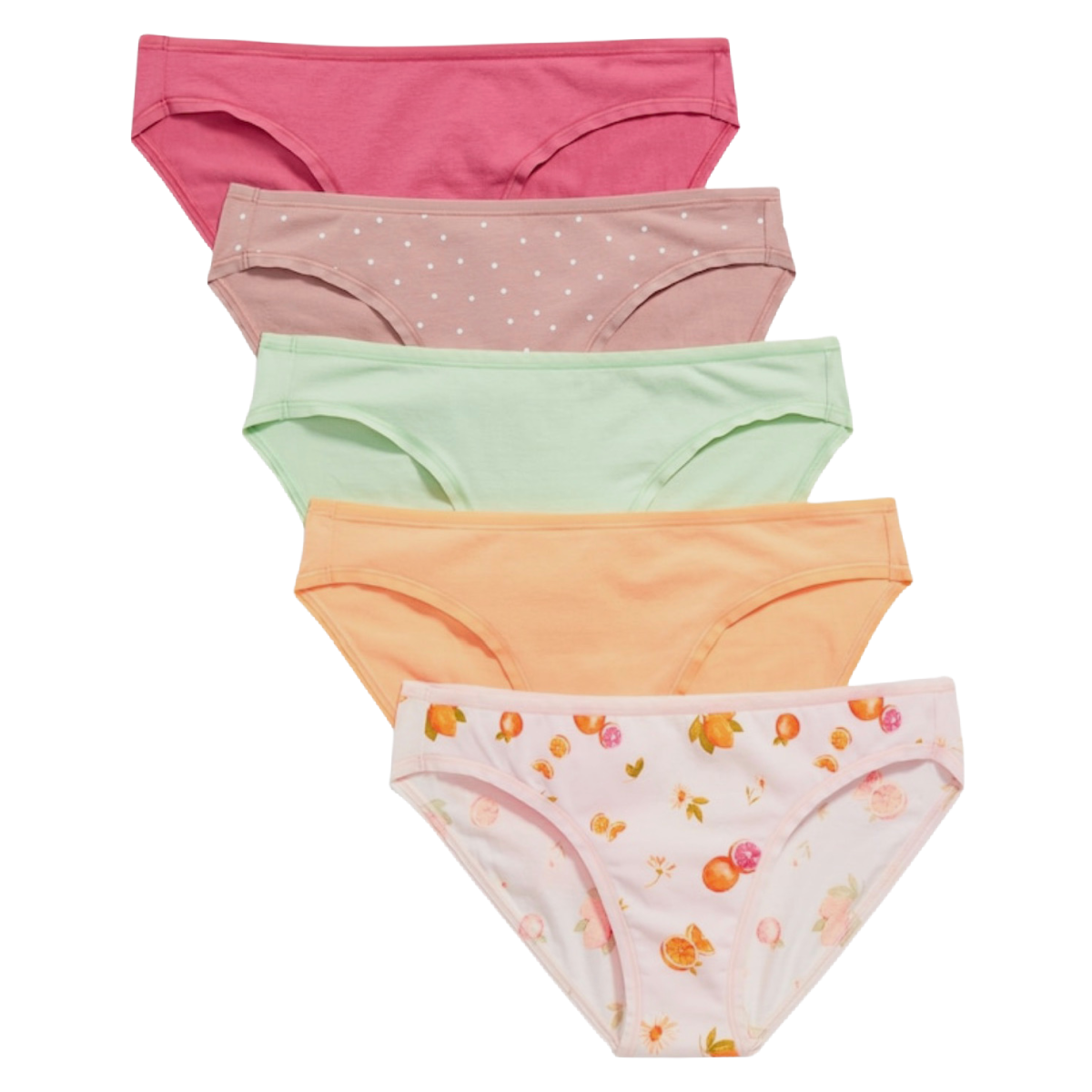 5-Pack Mid-Rise Bikini Panties Cotton Spandex Underwear Lot of 5 NWT