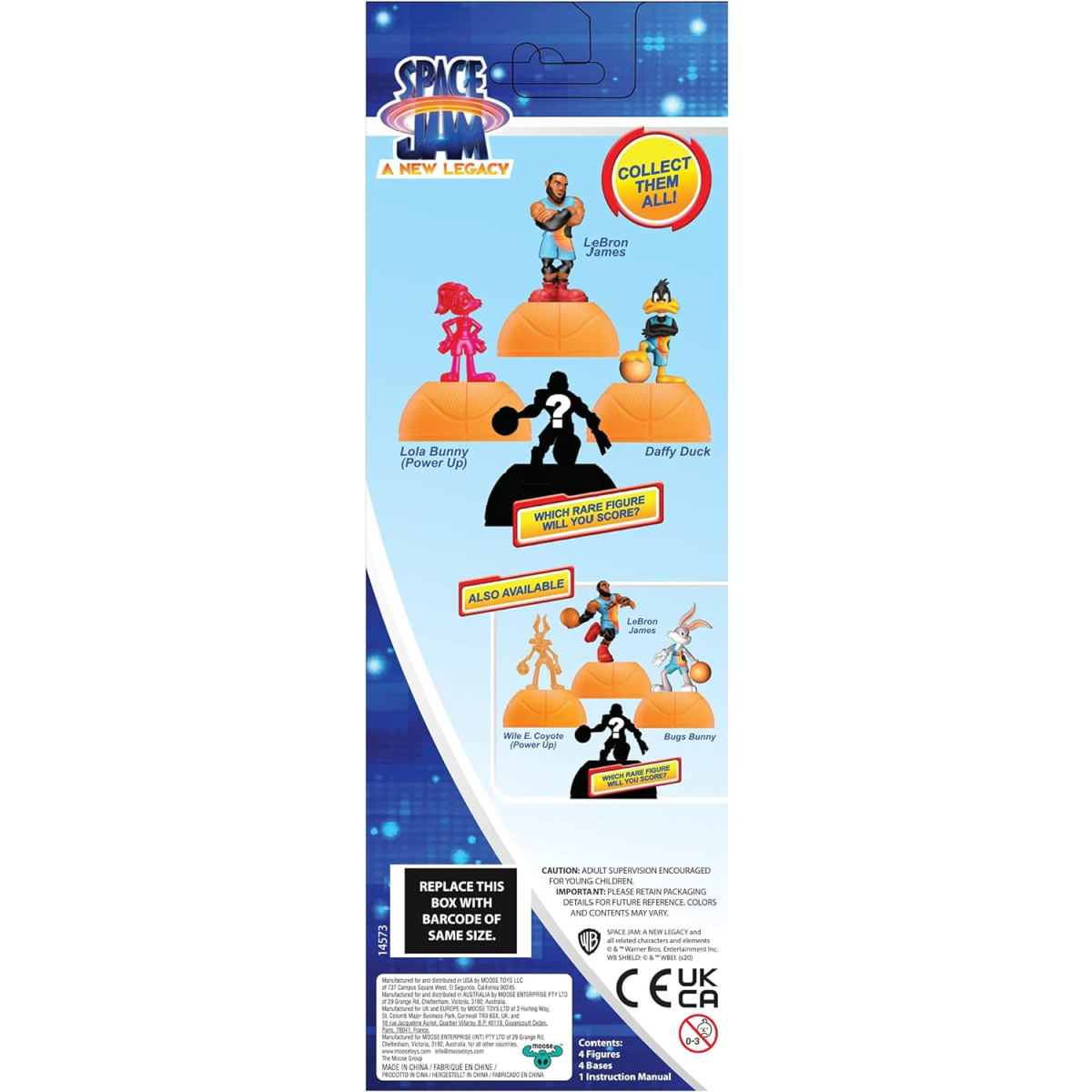 Space Jam A New Legacy Figures Lebron, Daffy Duck, Lola Bunny & 1 Mystery 4 Pack