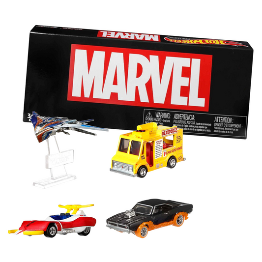 Hot Wheels Premium Marvel 4 Car Box Set Deadpool Chimichanga Truck Ghost Rider