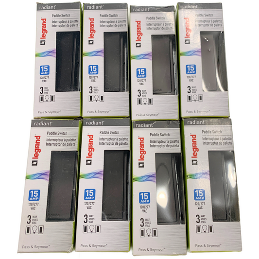 Legrand TM873DBCC10 Paddle Switch, 15AMP 120/277 VAC, 3 Way DARK BRONZE Lot of 8