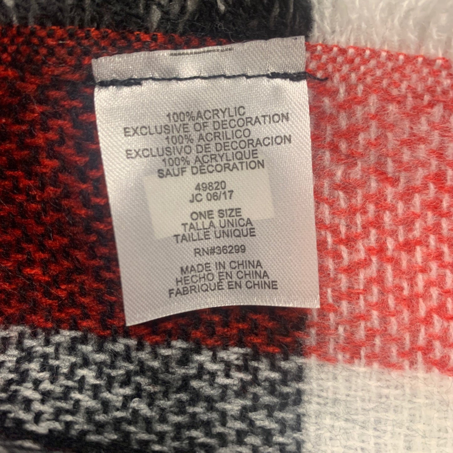 Large Plaid Blanket Wrap Scarf Square 47” Red Blue Green White Soft Acrylic