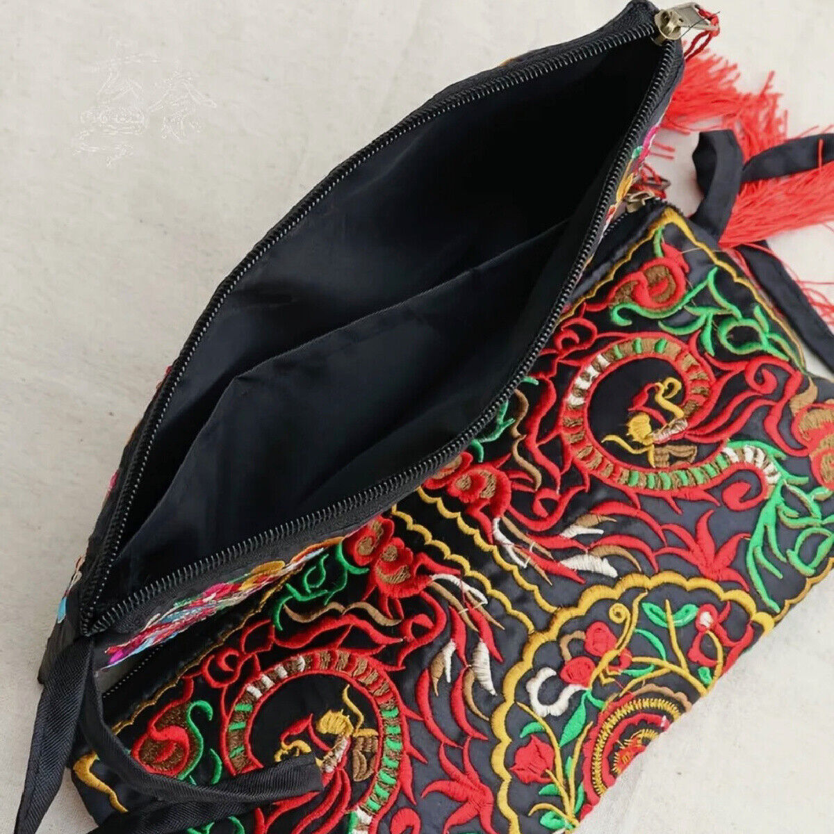 Retro Floral Embroidery Ethnic Style Strap Purse Phone Clutches Handbag NEW