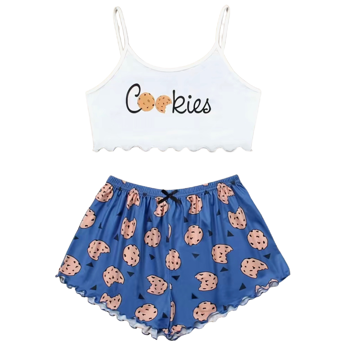 Chocolate Chip Cookies PJ 2 Pc Set Women's Loungewear Pajamas Cami Top & Shorts