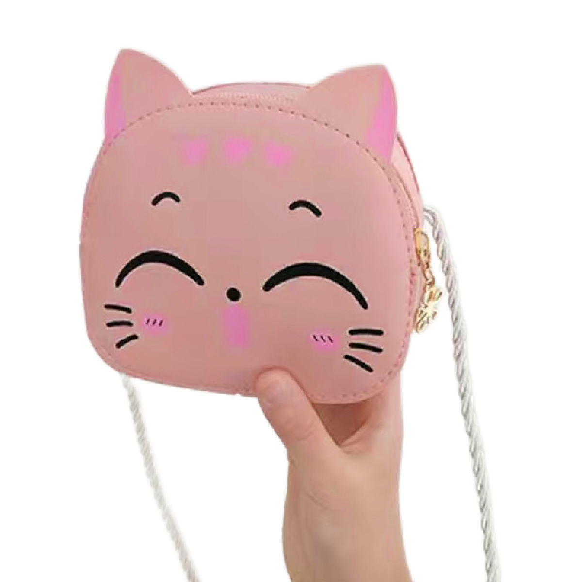 Cute Little Cartoon Cat Crossbody Bag Mini Zipper Coin Purse Lightweight NEW