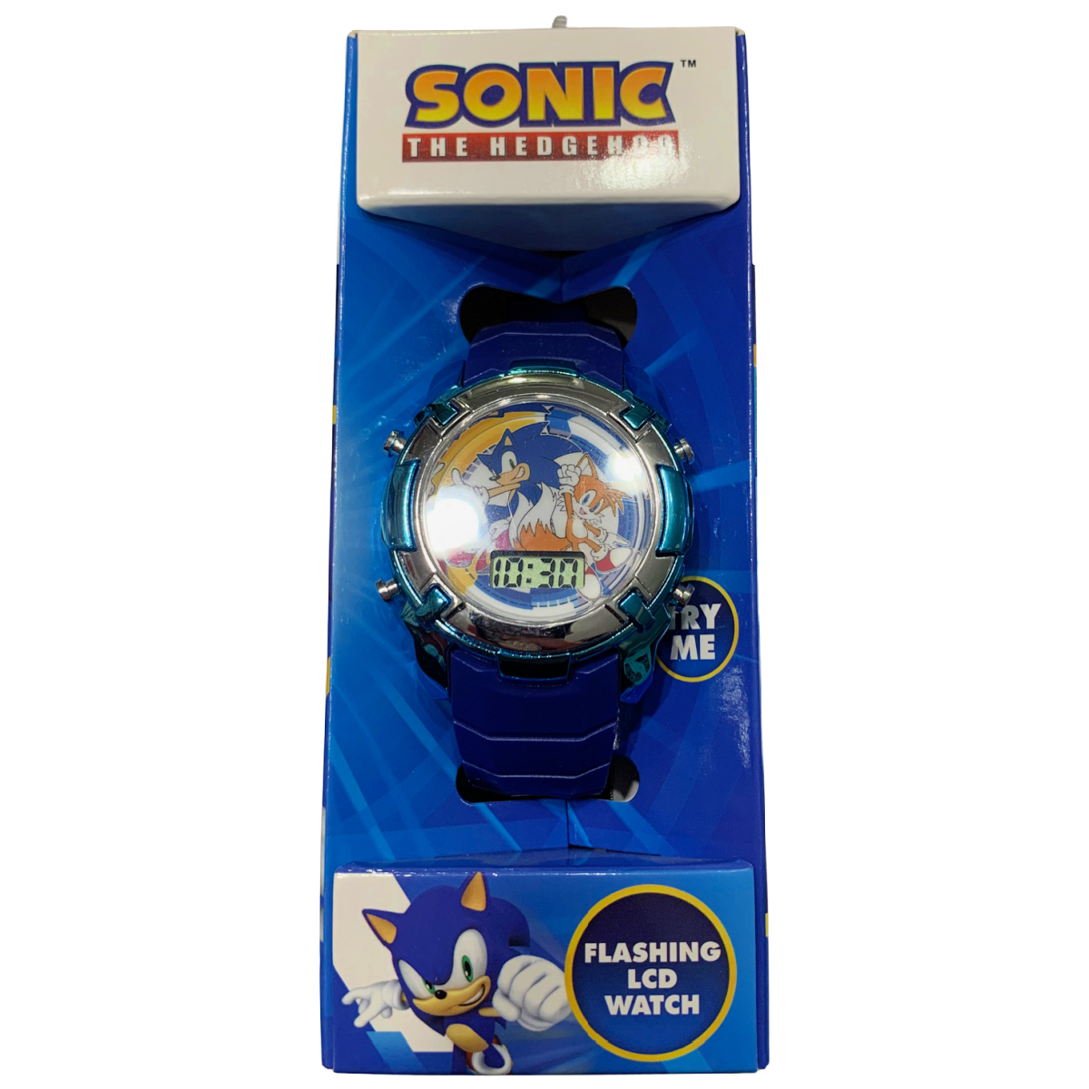 Sega SONIC THE HEDGEHOG Flashing LCD Watch Round Face Unisex Kids Boxed New