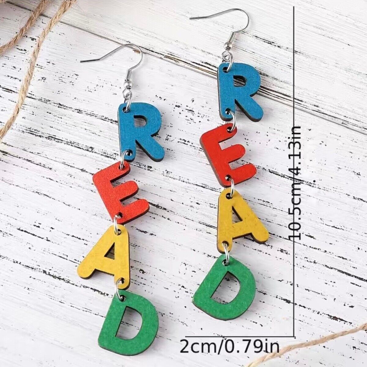 Teachers School Season Colorful Letters Wooden Earrings Elementary Alphabet New