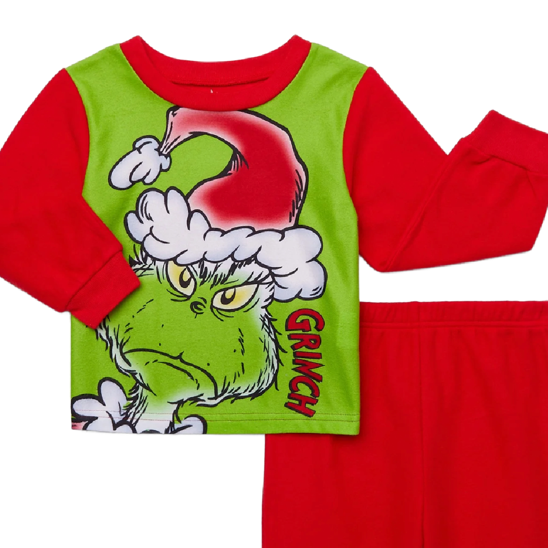 Dr. Suess Baby PJs Size 12M The Grinch 2pc Pajama Set Long Sleeve Top Pants New