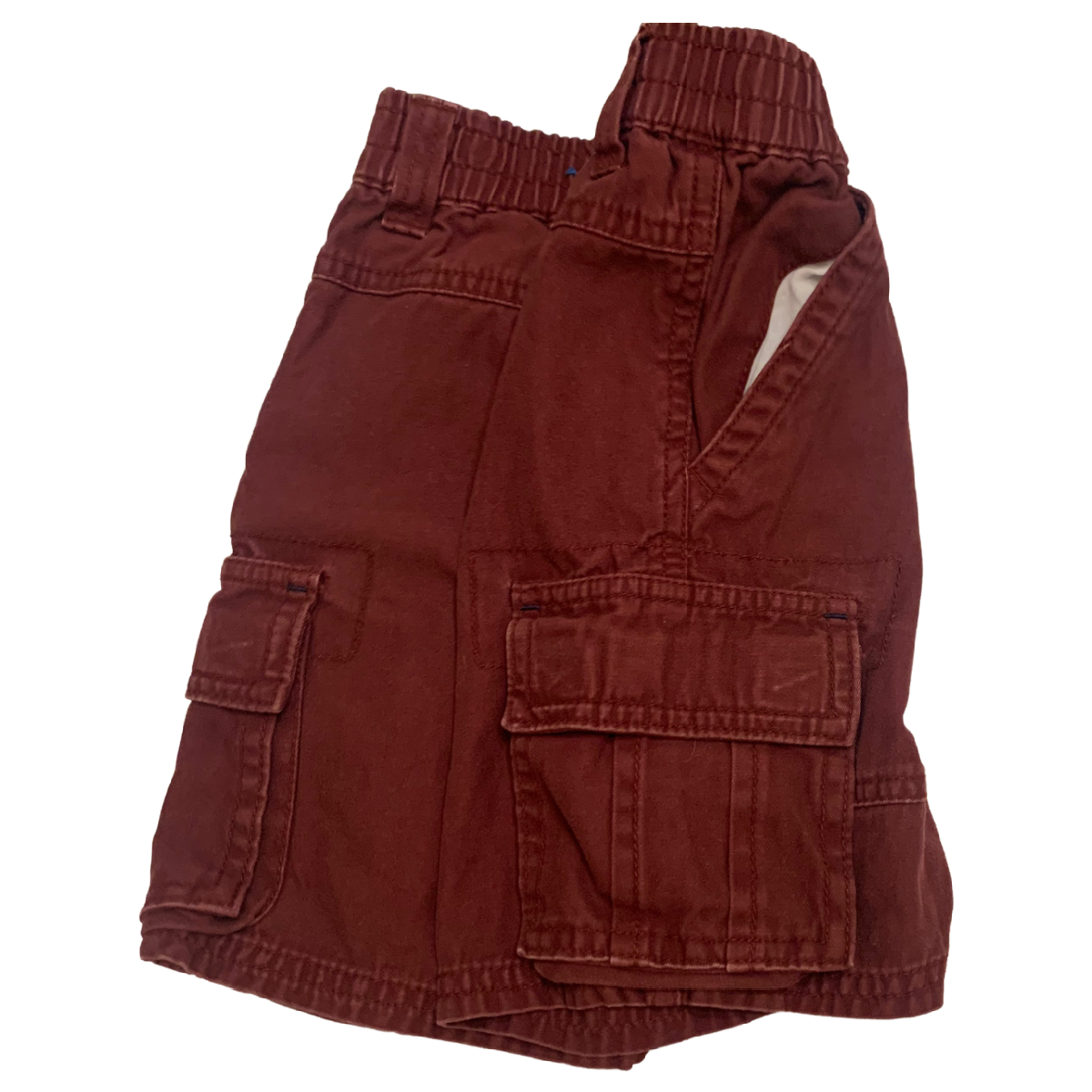 Lot of 2 Toddler Boys Shorts Size 3T Maroon & Navy Blue Elastic Adjustable Waist
