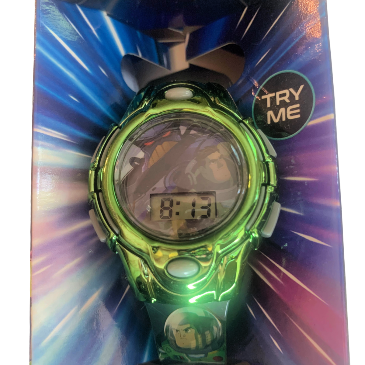 Disney Pixar BUZZ LIGHTYEAR Flashing LCD Watch Round Face Unisex Kids Boxed NEW