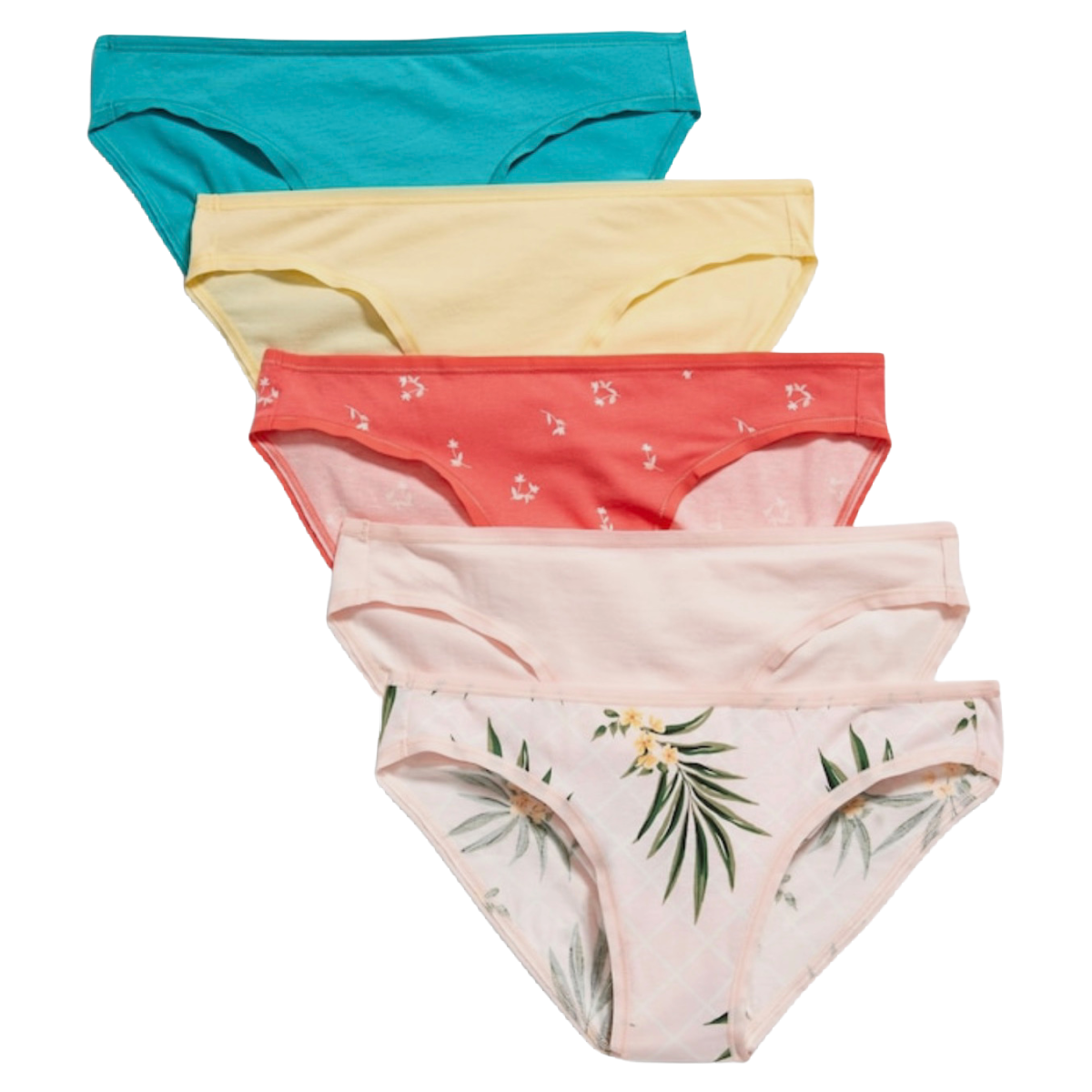 5-Pack Mid-Rise Bikini Panties Cotton Spandex Underwear Lot of 5 NWT