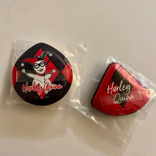 Harley Quinn D.C. Comics Makeup Powder Puff 2pc Set Soft Cartoon New Lot