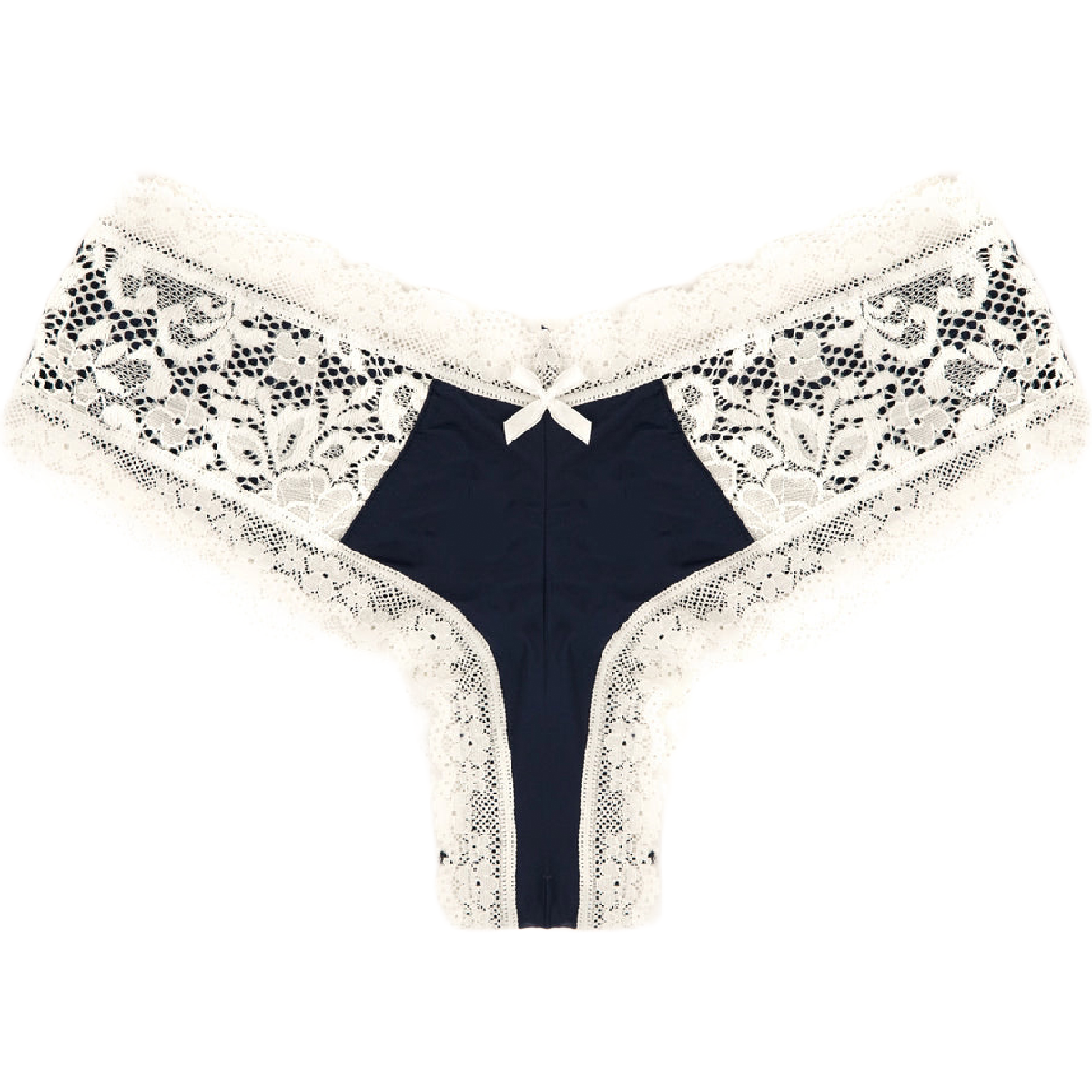 Splendies Cheeky Panties Navy Blue with White Lace Size 4X NWT