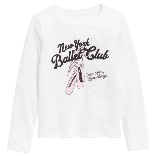 Ballet Club Dance Graphic T-Shirt Girls Sizes Long Sleeve NWT Casual Top