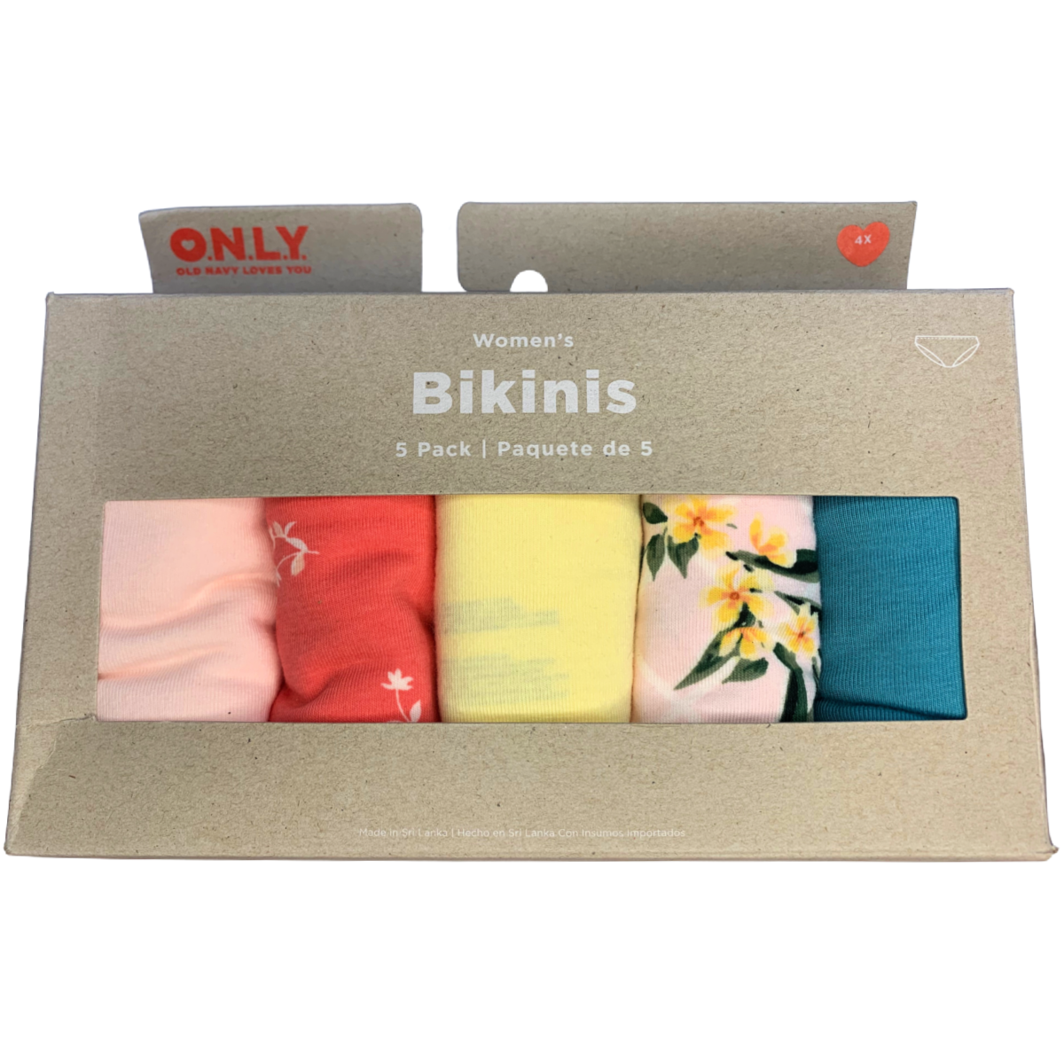 5-Pack Mid-Rise Bikini Panties Cotton Spandex Underwear Lot of 5 NWT