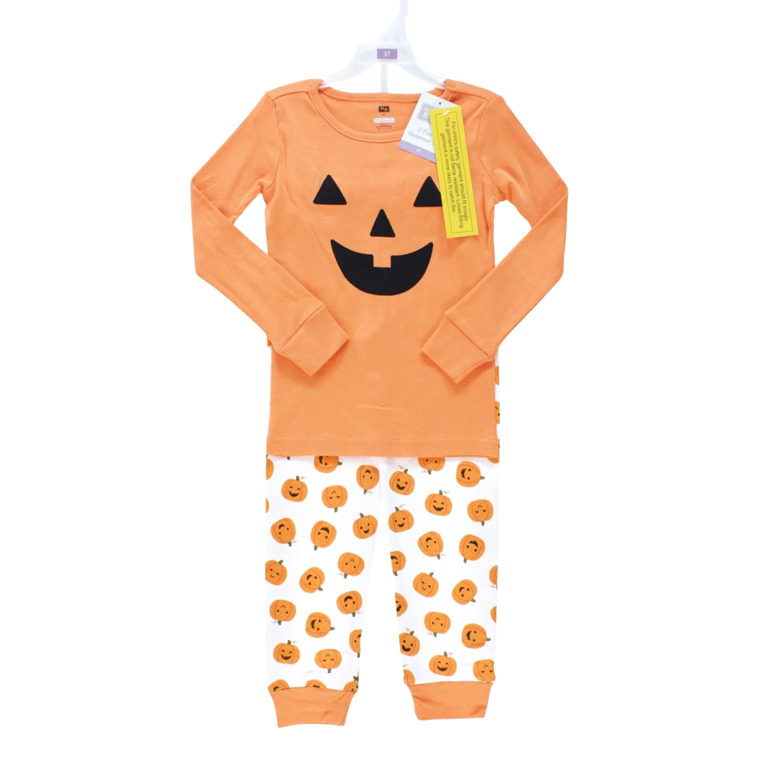 Halloween Toddler 2pc PJs 4T Pumpkin Jack-O-Lantern Long Sleeve Top Pants NWT