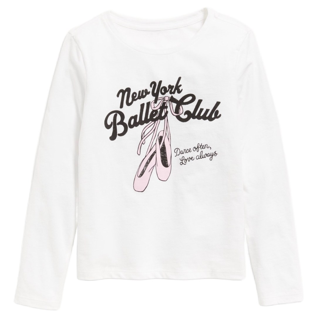 Ballet Club Dance Graphic T-Shirt Girls Sizes Long Sleeve NWT Casual Top