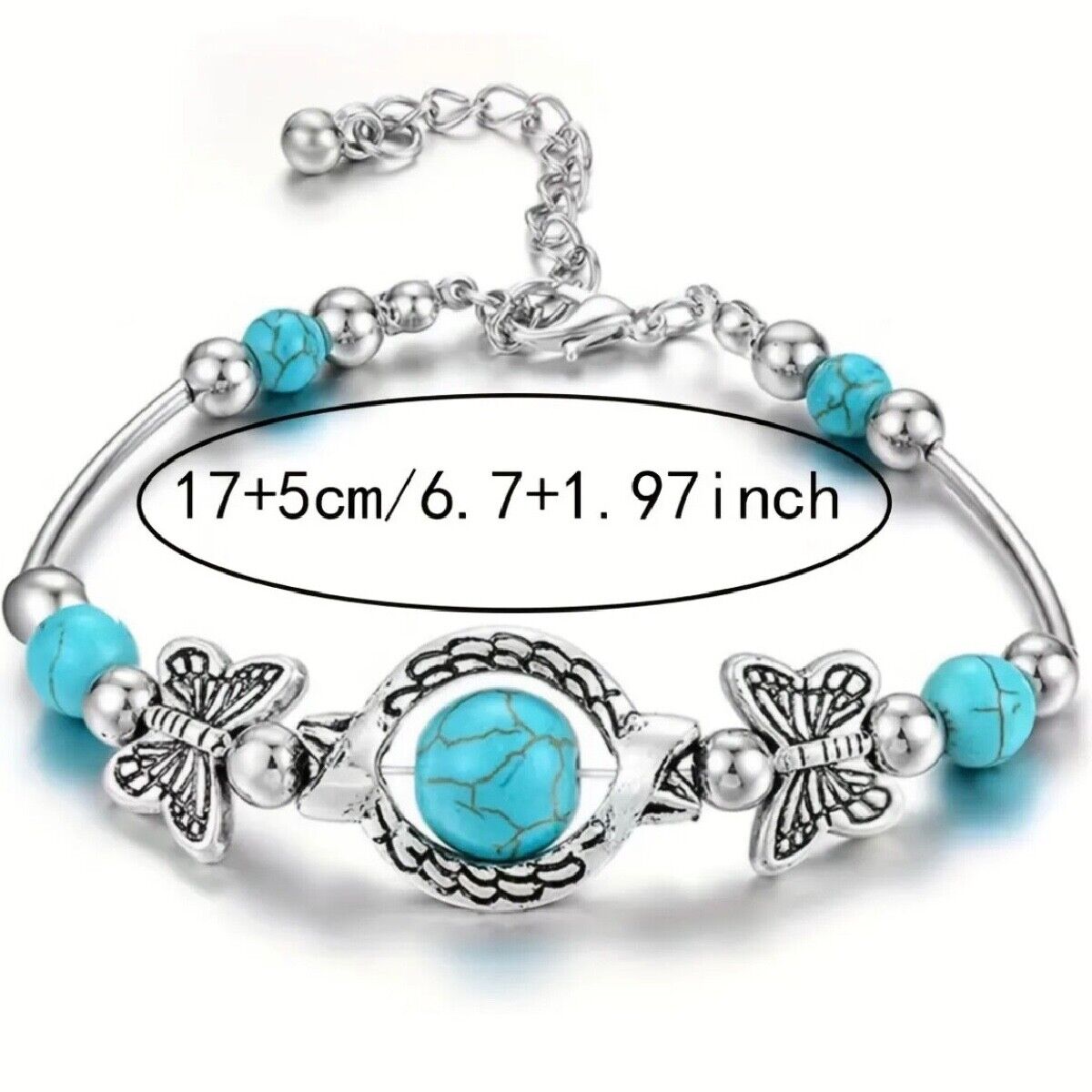 Boho Butterfly Turquoise Beaded Bracelet Bangle Beach Summer Bohemian Jewelry