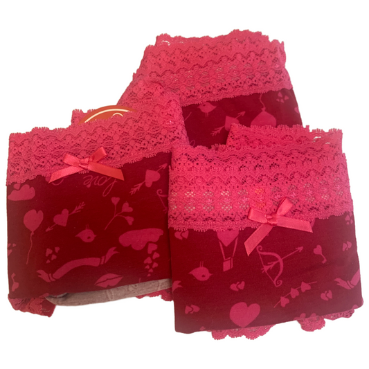Splendies Love Valentine Cupid Arrow Cheeky Panties 4x Cotton Lot of 3 New Pairs