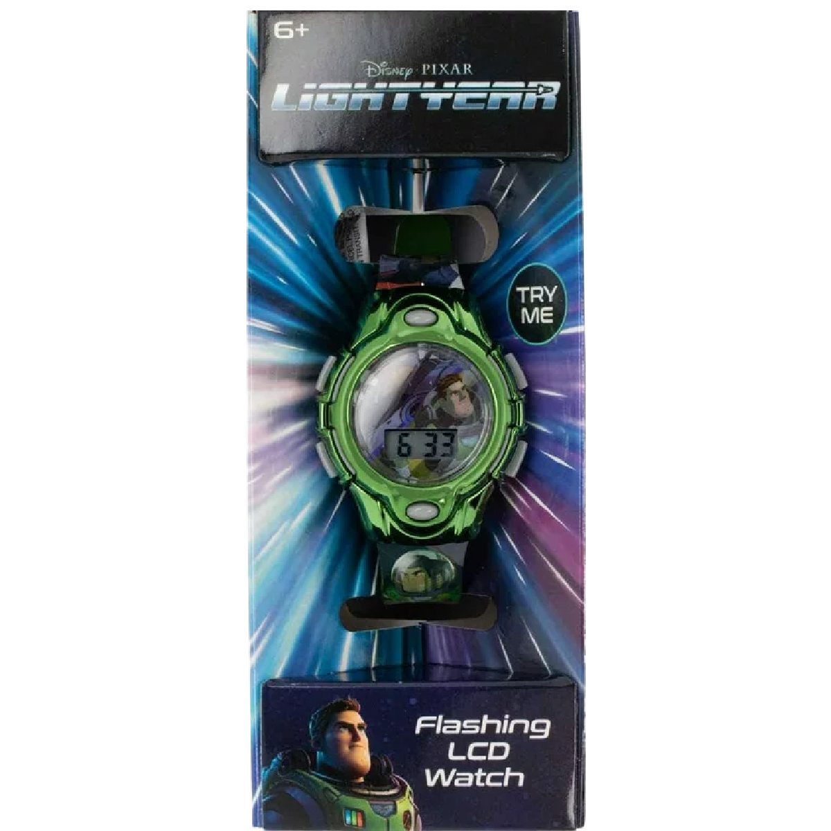 Disney Pixar BUZZ LIGHTYEAR Flashing LCD Watch Round Face Unisex Kids Boxed NEW