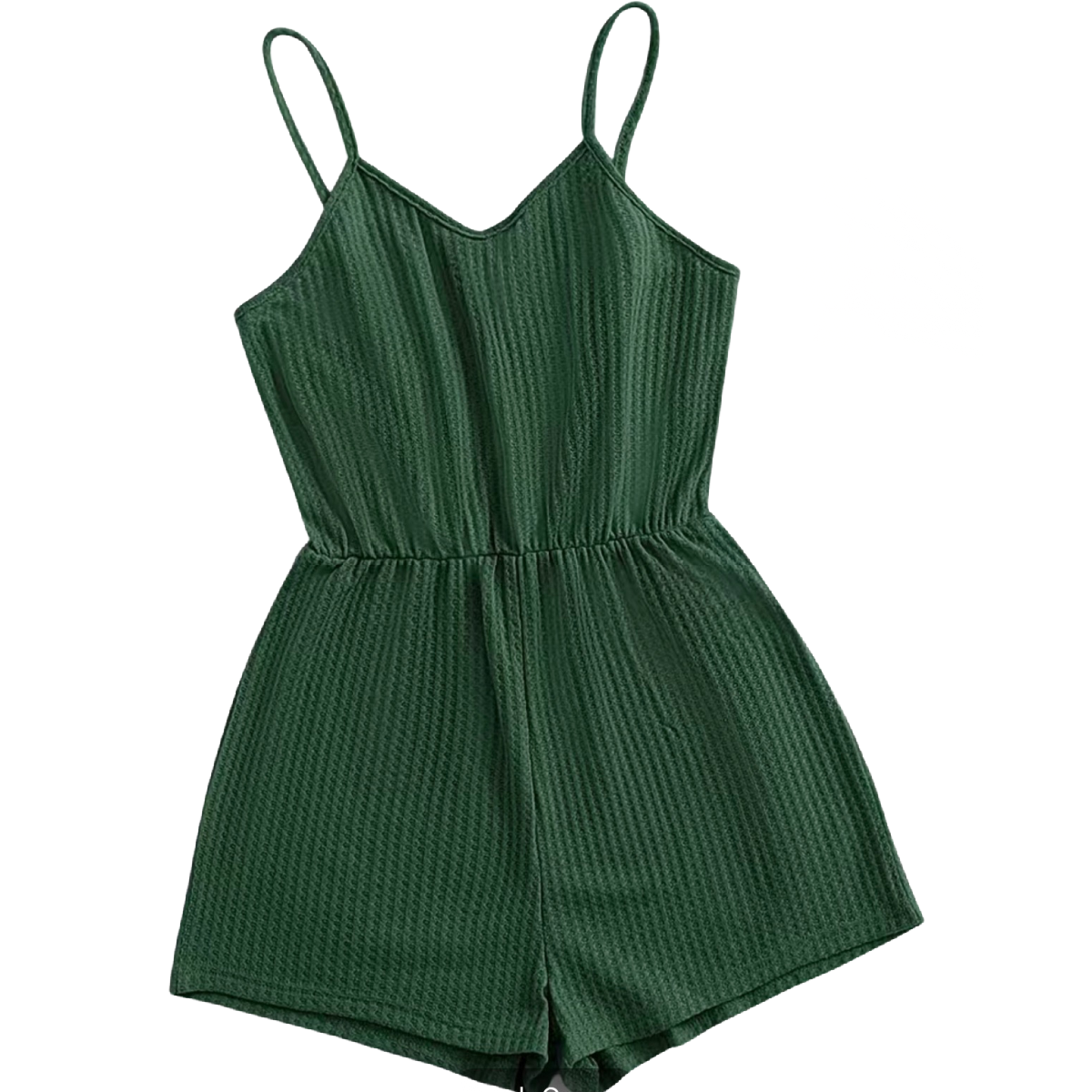 Romper Cami Sleeveless Waffle Knit Adjustable Spaghetti Strap Stretch NEW