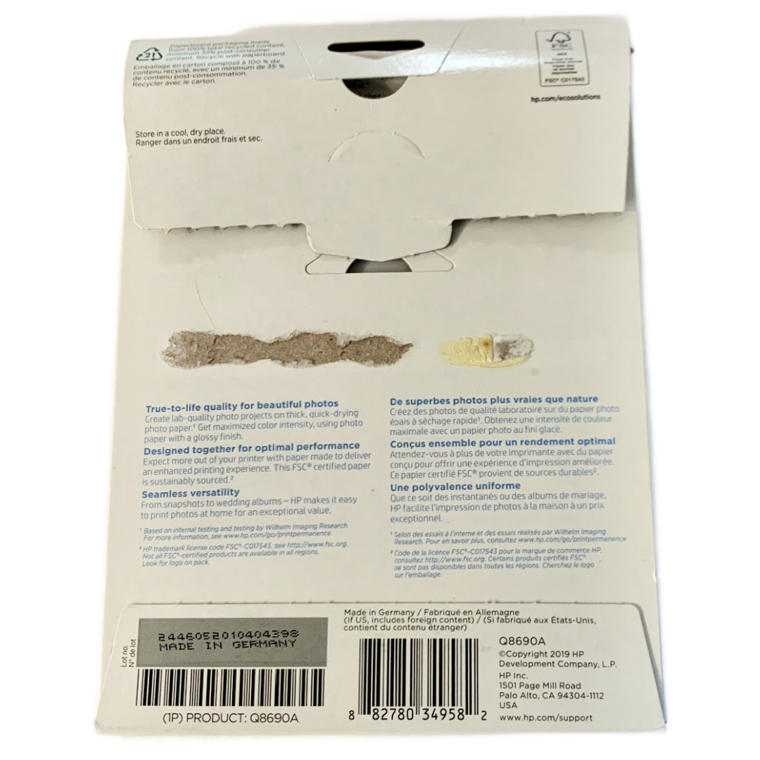 HP Advanced Glossy Photo Paper 5 x 7 in (Q8690A) Opened Box With A Few Missing
