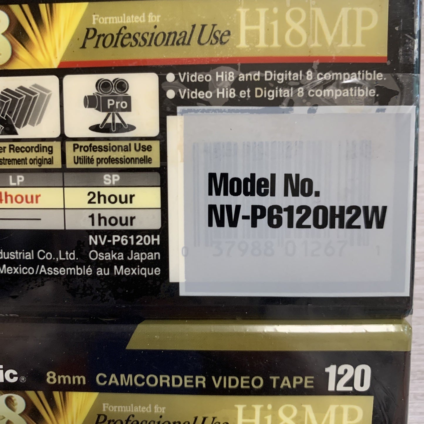 Panasonic 2 Pack Hi8 MP 120 Professional Use 8mm Camcorder Video Tapes Sealed