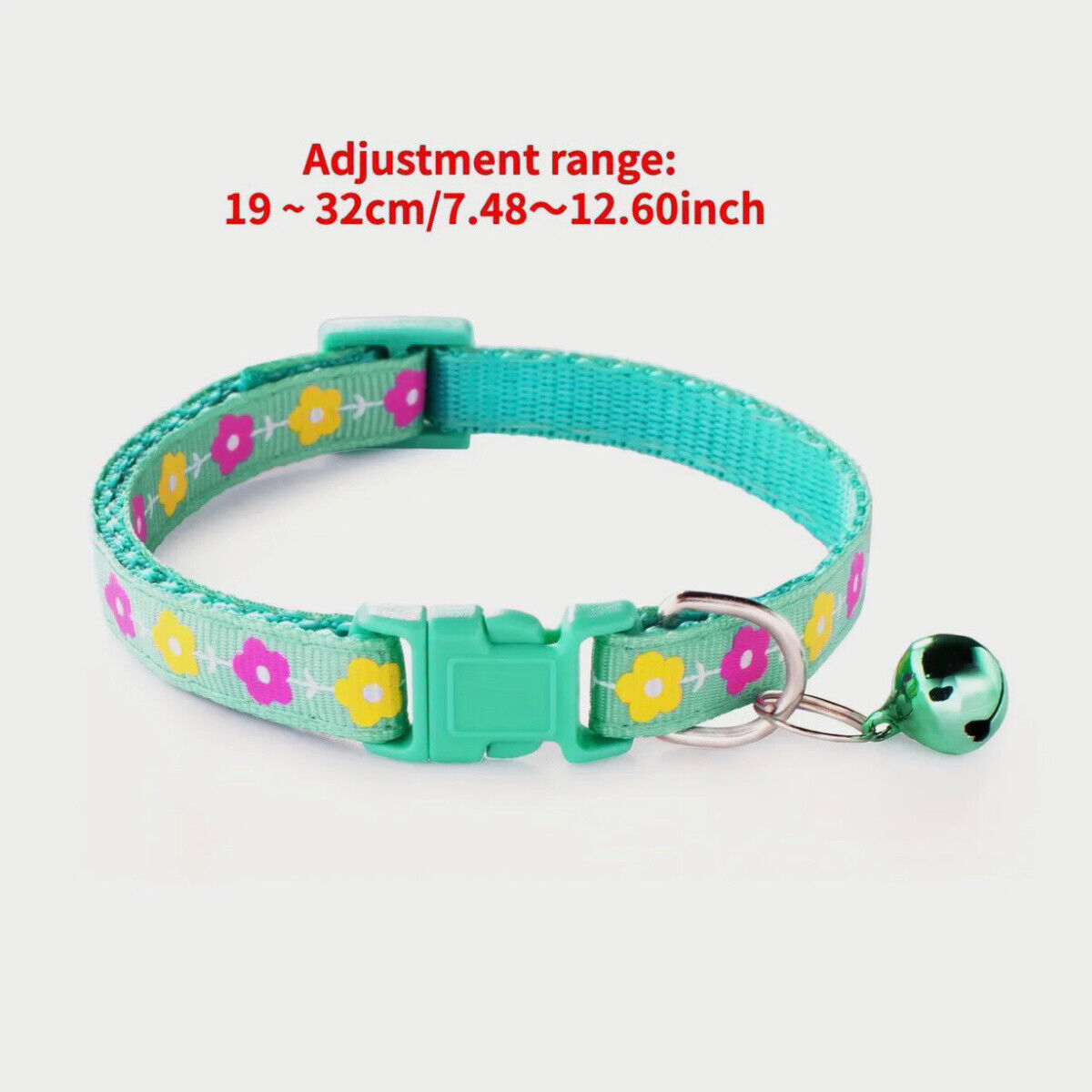 Colorful Floral Print Adjustable Kitty Cat or Puppy Dog Breakaway Collar W/ Bell