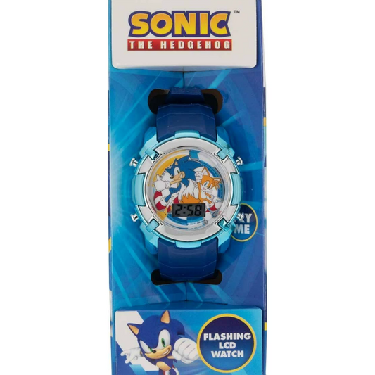 Sega SONIC THE HEDGEHOG Flashing LCD Watch Round Face Unisex Kids Boxed New