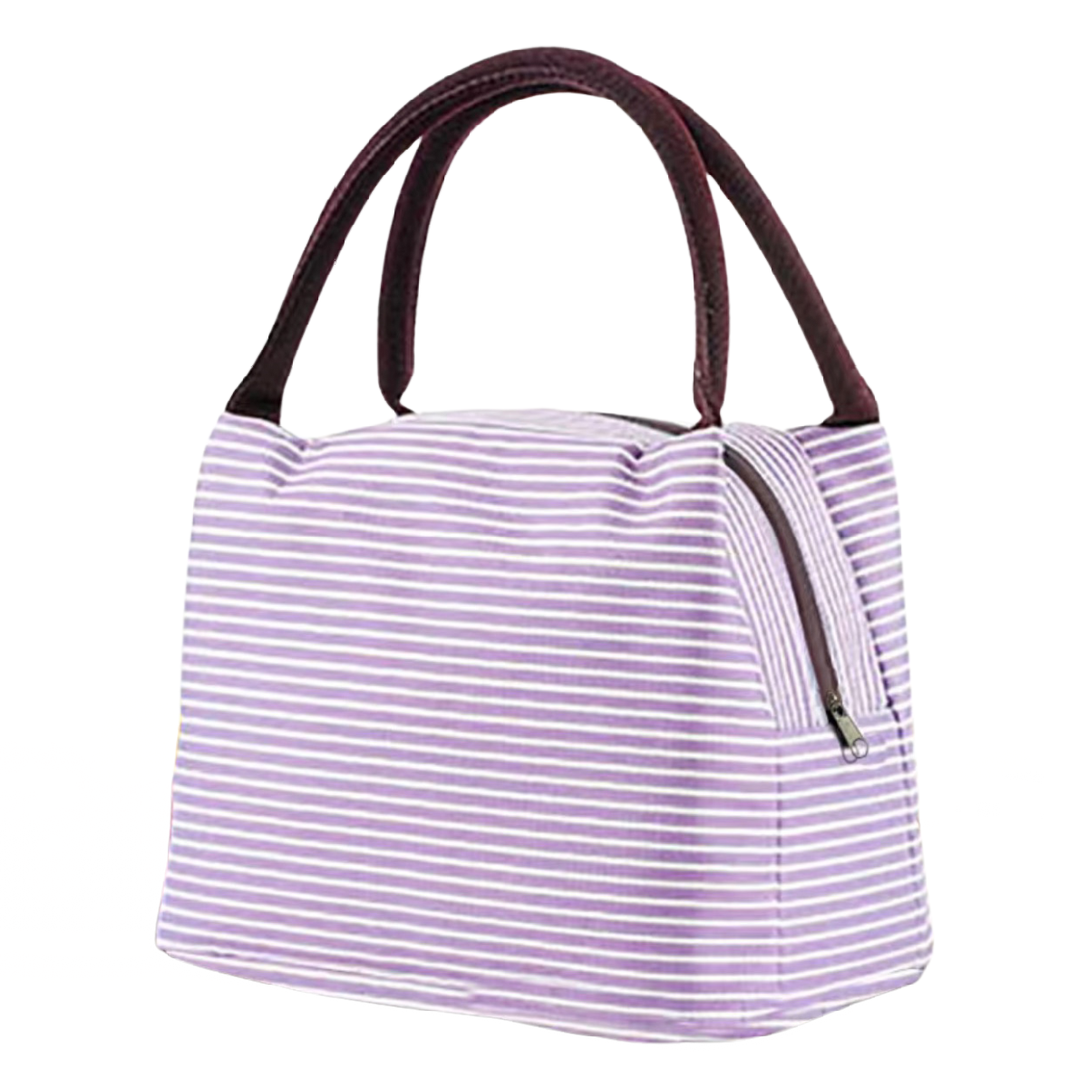 Insulated Striped Lunch Bag For School Work Travel Picnic Lightweight Nylon NEW