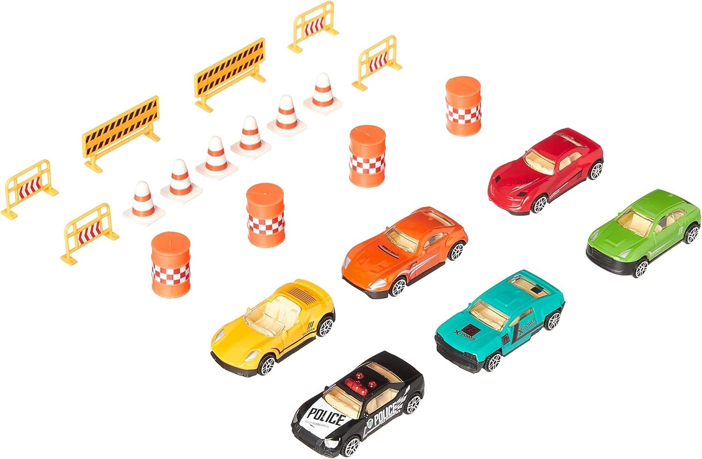 Kids Transport Car Carrier Truck Toy, 6 Die-Cast Vehicles & Road Accessories New