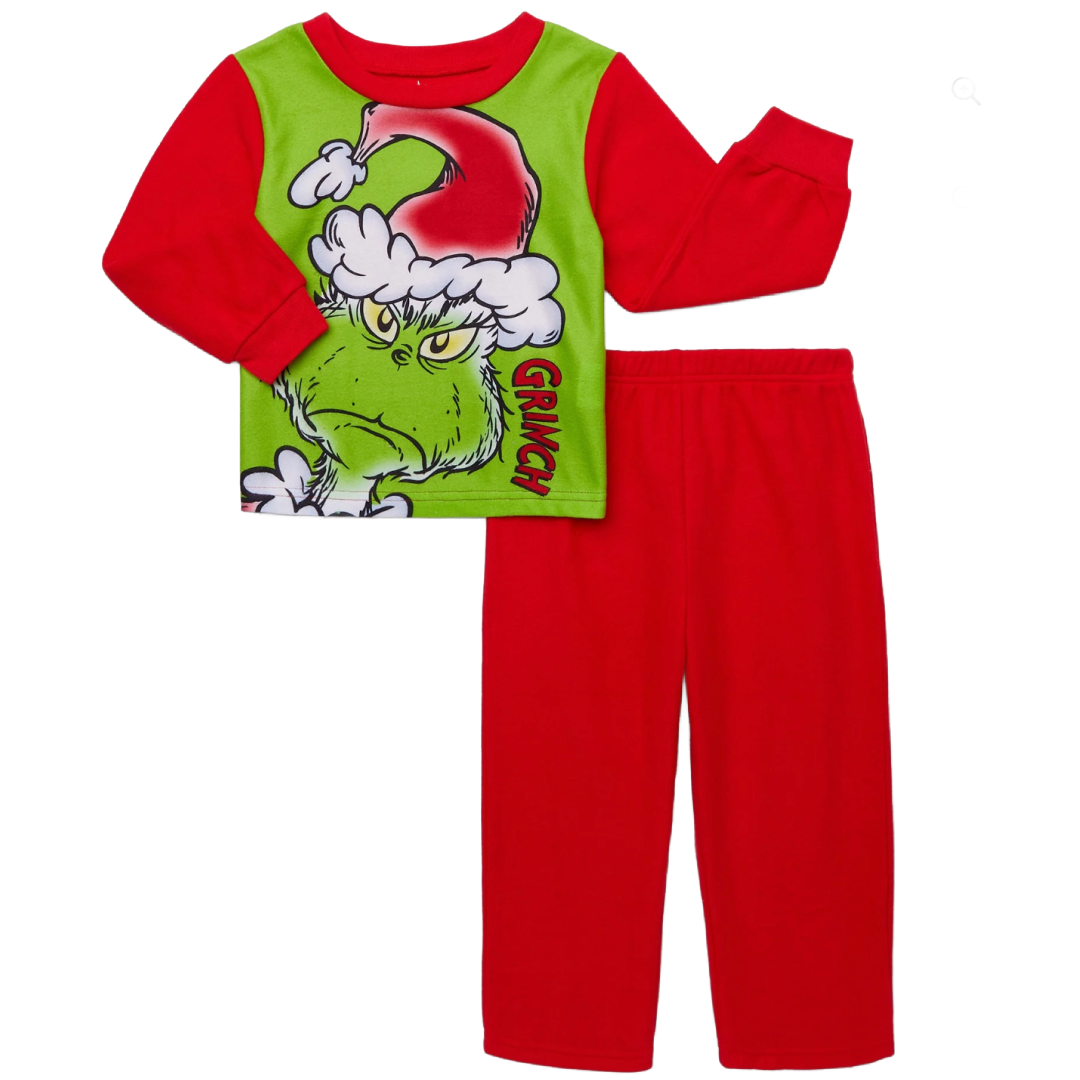 Dr. Suess Baby PJs Size 12M The Grinch 2pc Pajama Set Long Sleeve Top Pants New