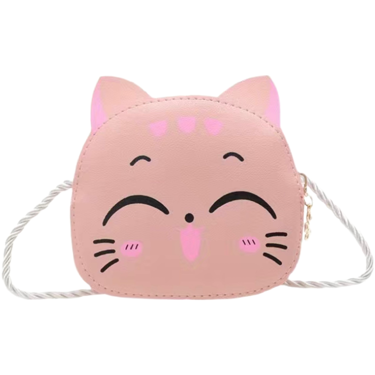 Cute Little Cartoon Cat Crossbody Bag Mini Zipper Coin Purse Lightweight NEW