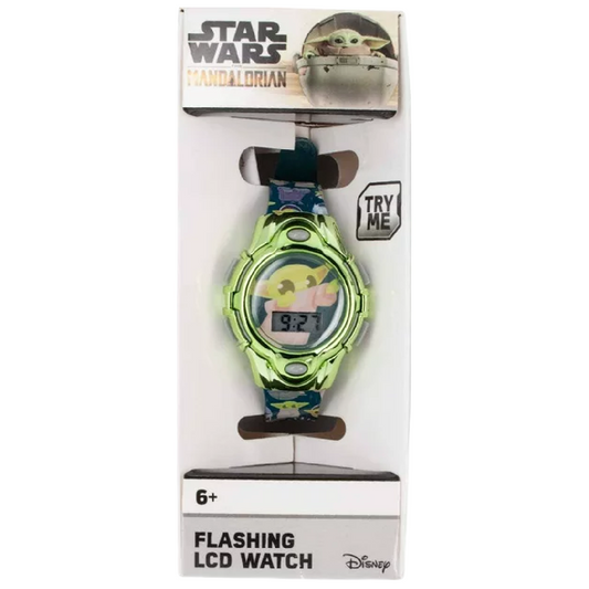 Disney Star Wars MANDALORIAN Flashing LCD Watch Round Face Unisex Kids Boxed NEW